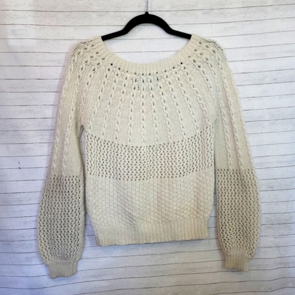 Guinevere Alpaca Wool Blend Chunky Knit  Cream Sweater, sz XS - Picture 6 of 10